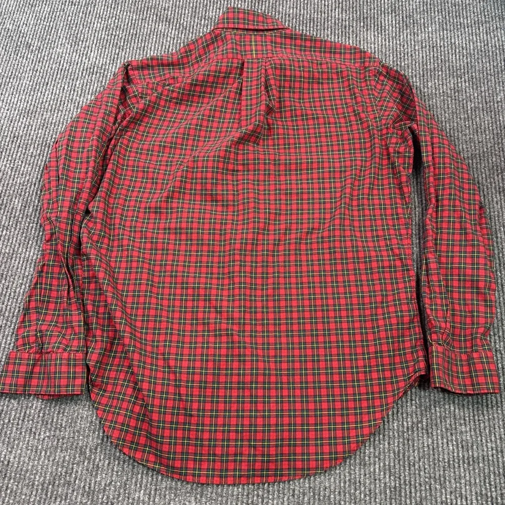 Polo Ralph Lauren Shirt Mens Sz Medium Long Sleeve 120's 2-ply Red Scotch Plaid